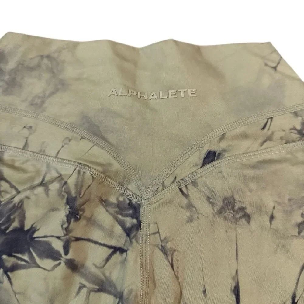 Alphalete Alphalux Force shorts in a tie-dye green pattern size XS